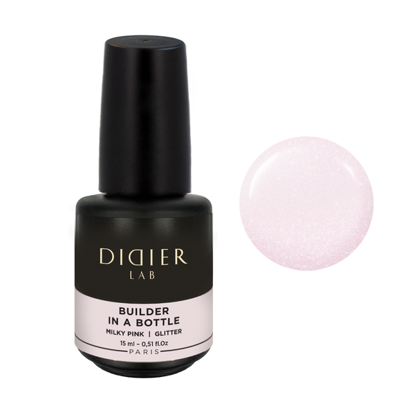 Builder Gel in a bottle "Didier Lab" Milky Pink Glitter, 15ml