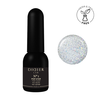 Τζελ Βερνίκι Top coat no wipe "Didier Lab", Pop Star, No1