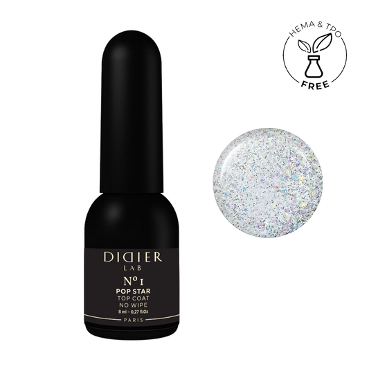 Τζελ Βερνίκι Top coat no wipe "Didier Lab", Pop Star, No1