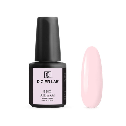 Didier Lab BBIO Builder Gel Almost Naked 15 ml, μπουκάλι και δείγμα απόχρωσης