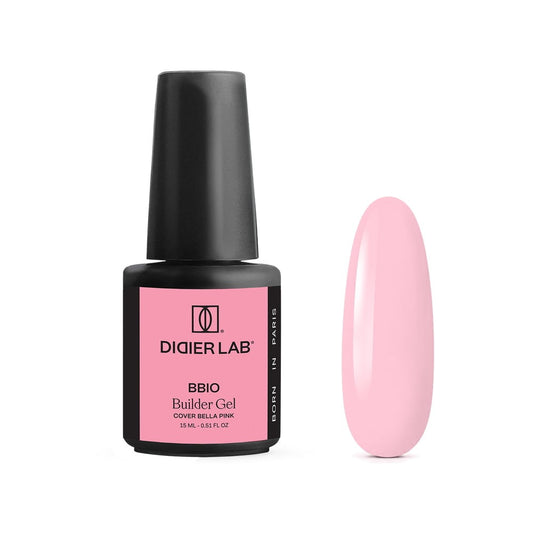 Didier Lab BBIO Builder Gel Cover Bella Pink 15 ml, μπουκάλι και δείγμα απόχρωσης