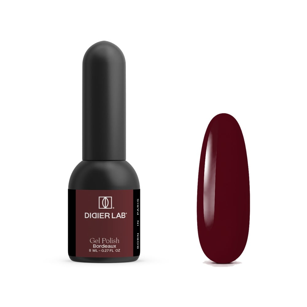 Didier Lab Gel Polish Bordeaux 8ml, bottle and colour swatch