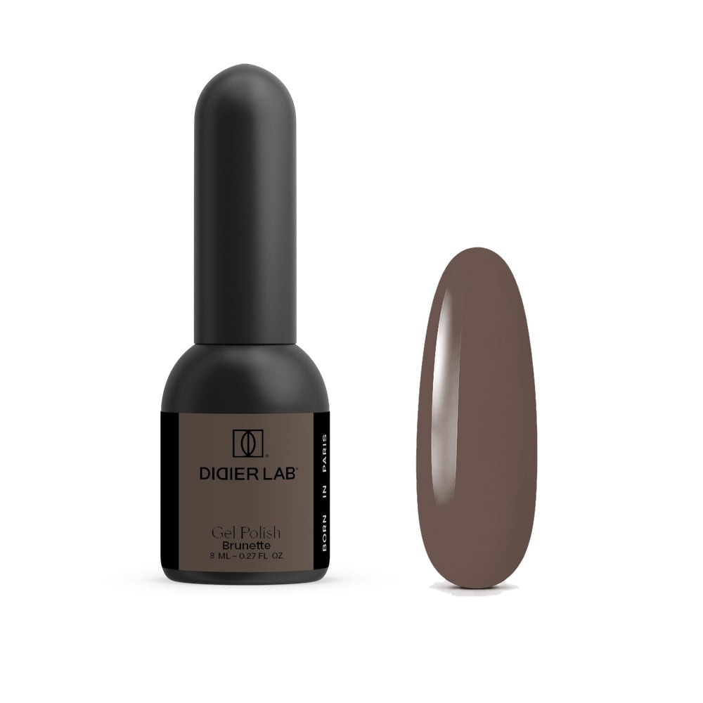 Didier Lab Gel Polish Brunette 8ml, bottle and colour swatch