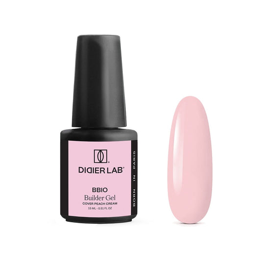 Didier Lab BBIO Builder Gel Cover Peach Cream 15 ml, μπουκάλι και δείγμα απόχρωσης