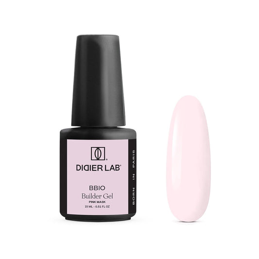 Didier Lab BBIO Builder Gel Pink Mask 15 ml, μπουκάλι και δείγμα απόχρωσης